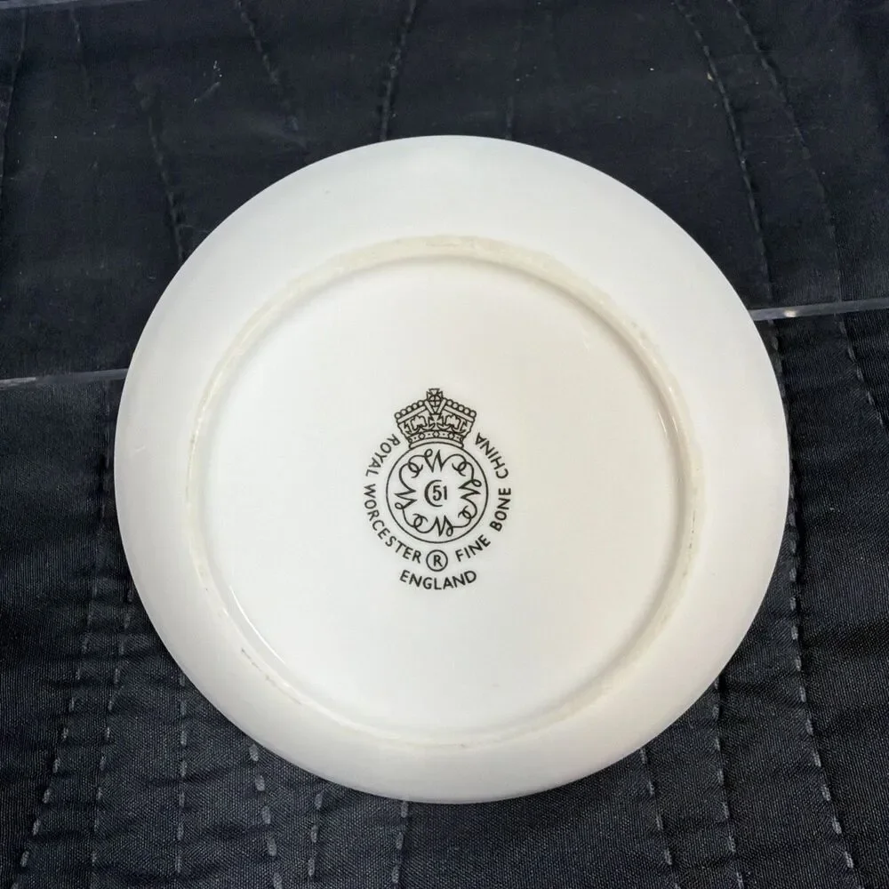 Royal Worcester Fine Bone China England Yellow Floral Pin Dish Bowl 5 Inch